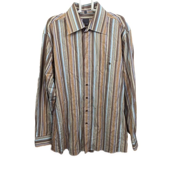 Haupt Vintage Retro Striped Men’s Button Down Shirt- Size Large - Picture 1 of 4